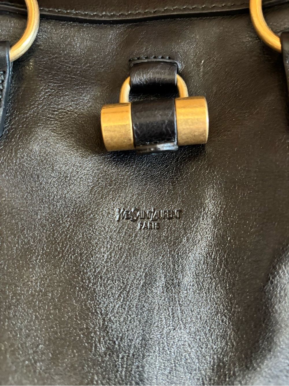 Yves Saint Laurent Black Leather Tote with Gold Hardware - Picture 2 of 10